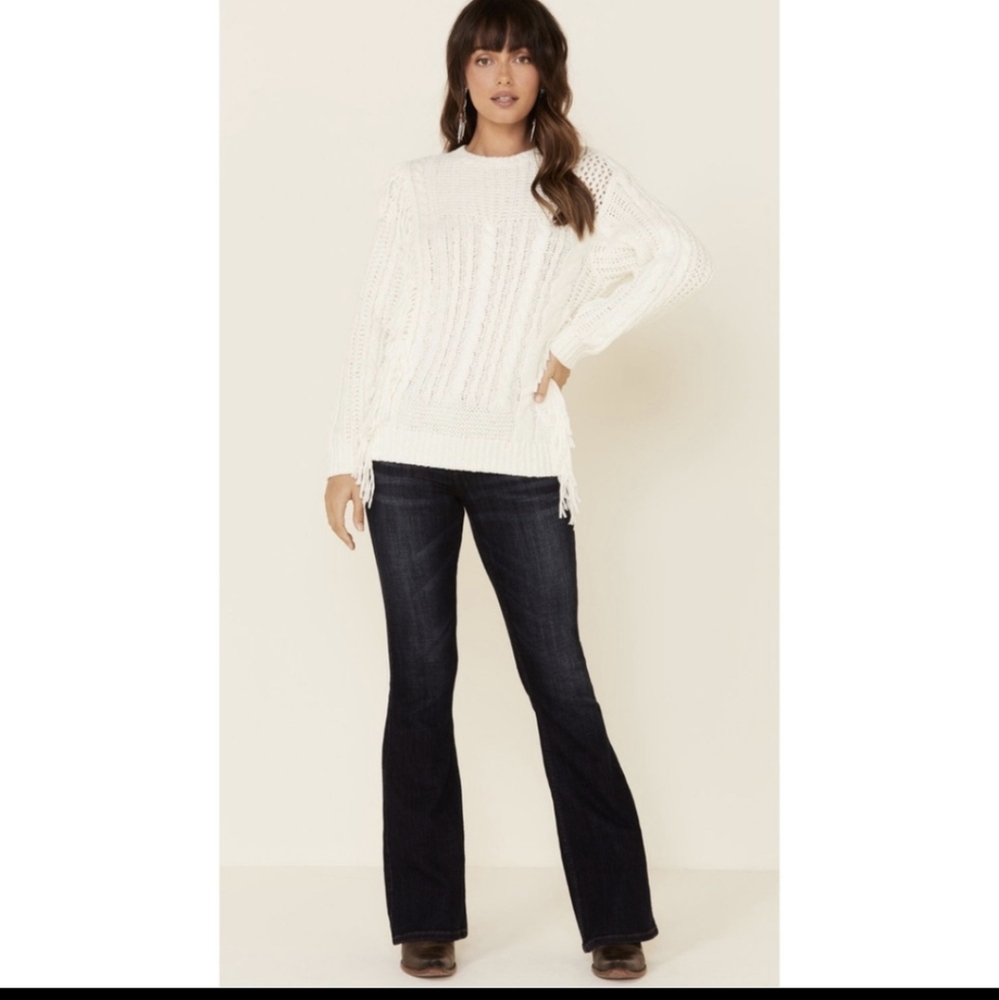 Idyllwind Cream Fringe small stain in front barely notice  Knit Sweater ▫️⚜️🤍